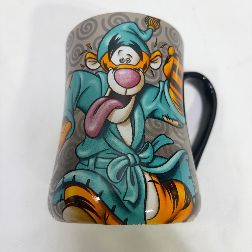 Disney Parks Tigger Wired For Another Day Coffee Mug Winnie The Pooh Grey Black